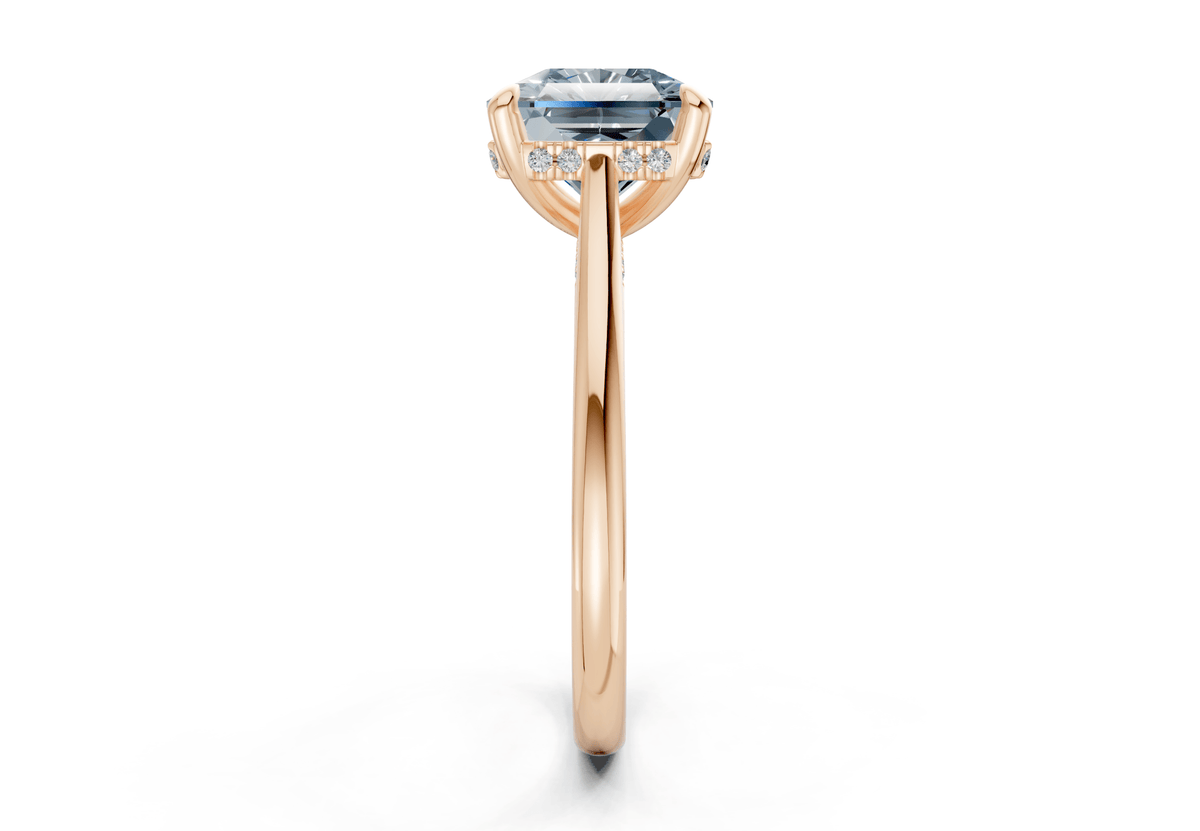 Piper Blue Diamond Solitaire Radiant Squareuare Cut 1.8mm Engagement Ring