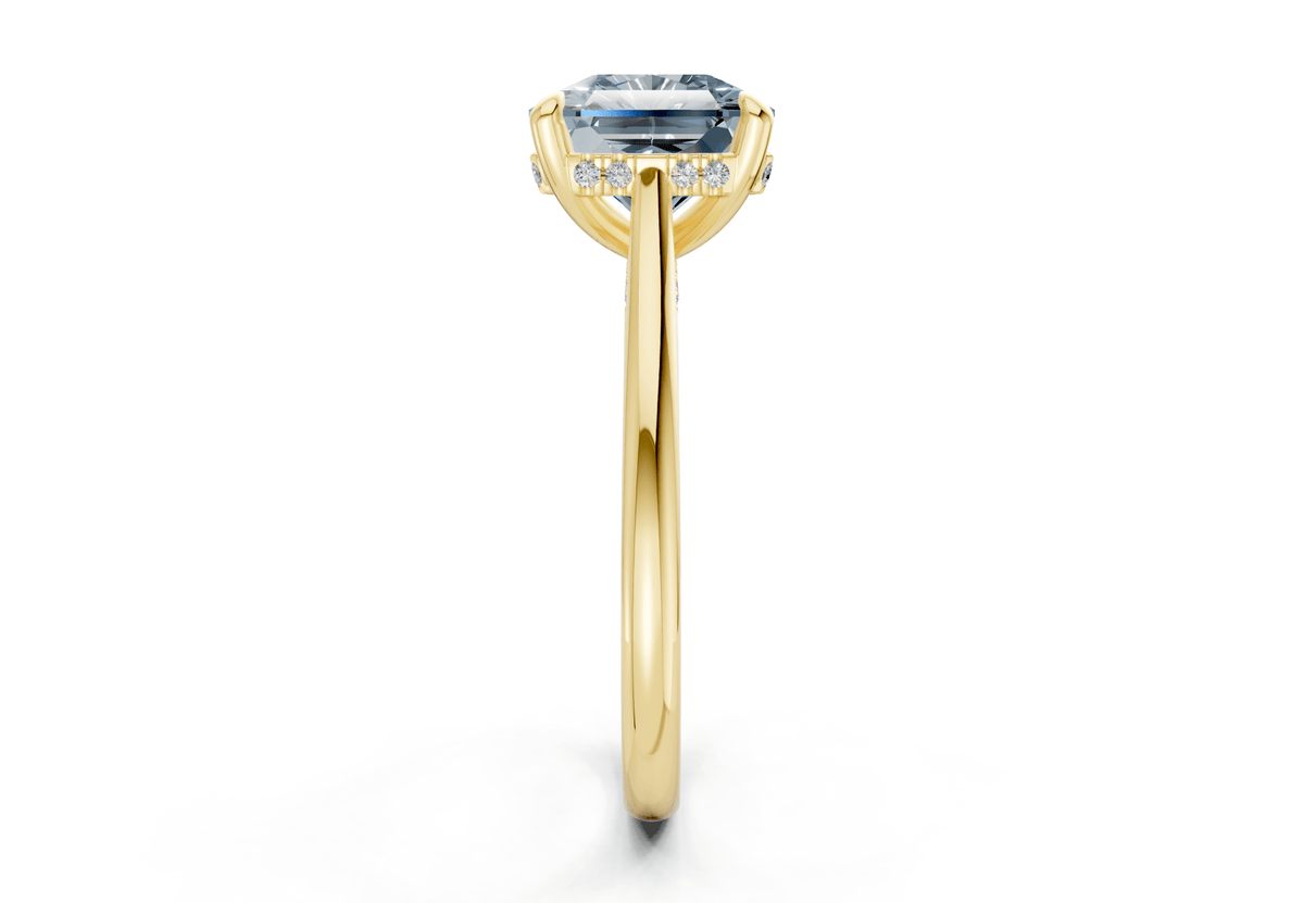 Piper Blue Diamond Solitaire Radiant Squareuare Cut 2.3mm Engagement Ring