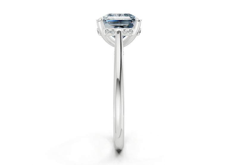 Piper Blue Diamond Solitaire Radiant Squareuare Cut 2.3mm Engagement Ring - Ring Premier