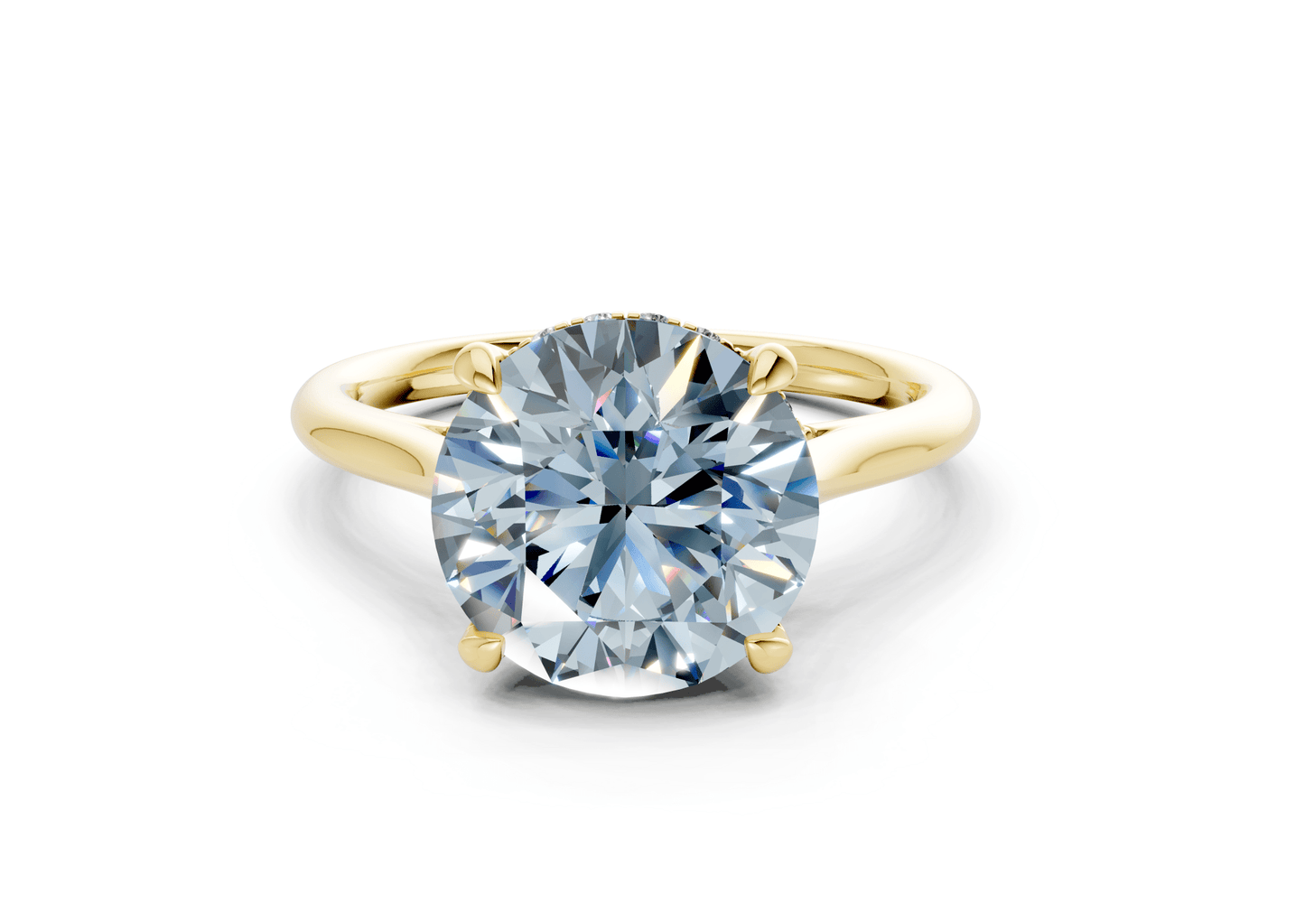 Piper Blue Diamond Solitaire Round Cut 2.3mm Engagement Ring - Ring Premier
