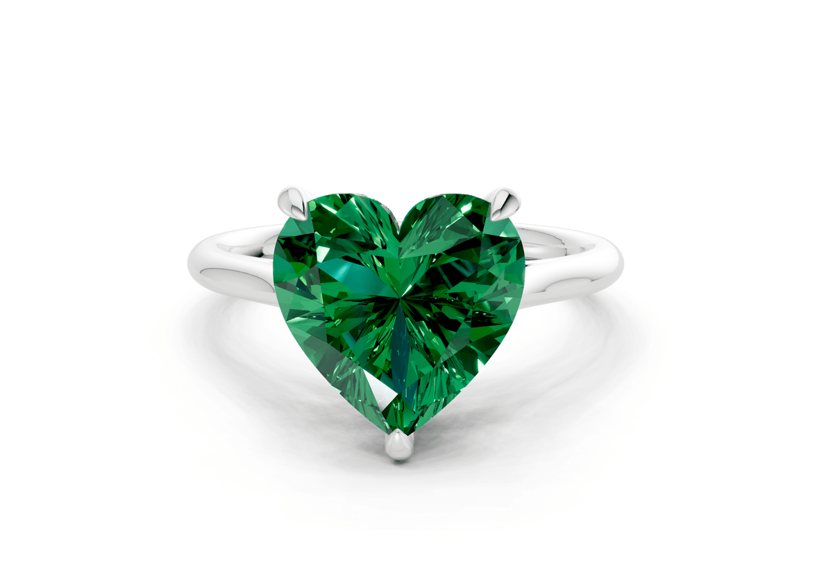 Piper Emerald Gemstone Solitaire Heart Cut 2.3mm Engagement Ring