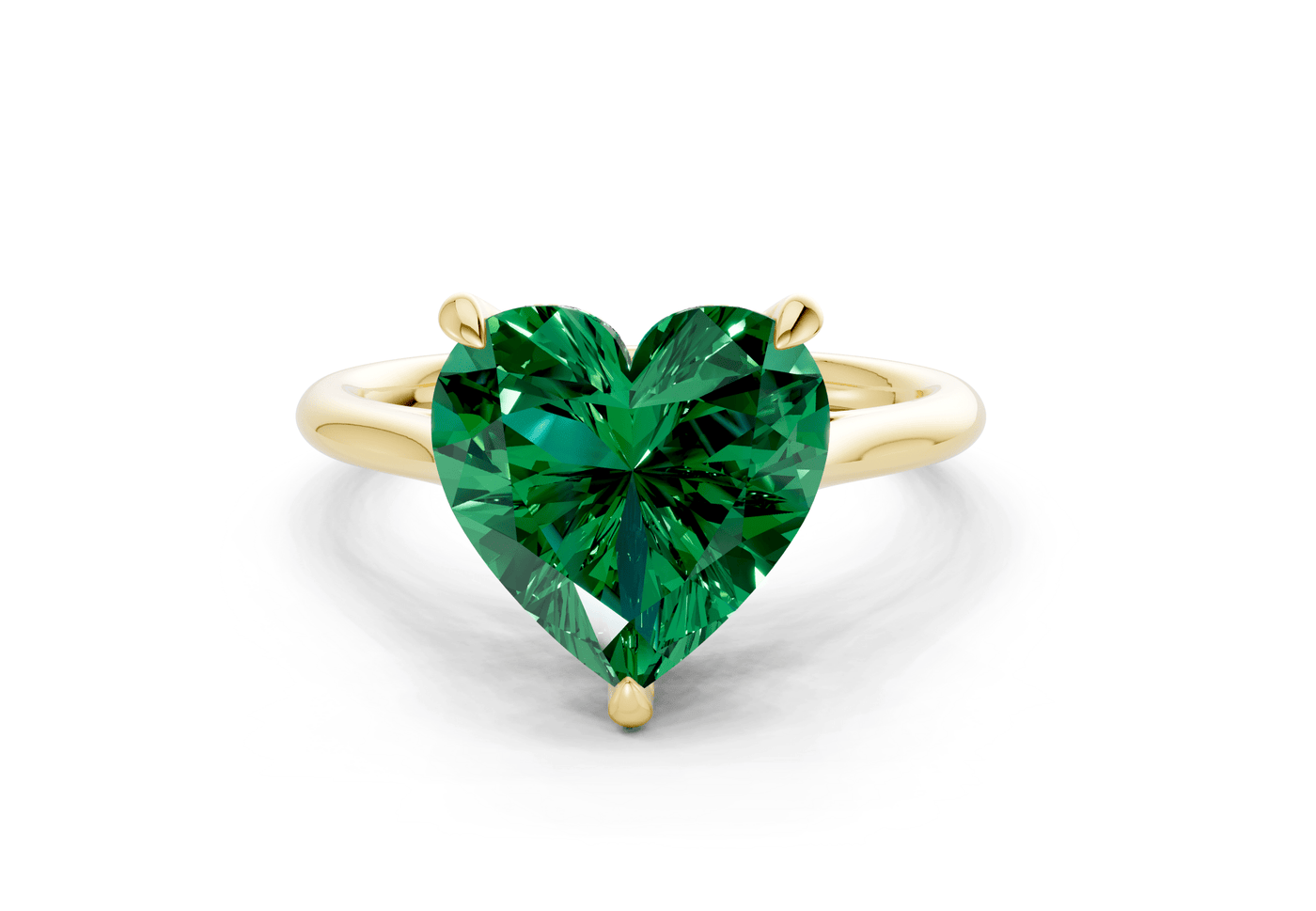 Piper Emerald Gemstone Solitaire Heart Cut 2.3mm Engagement Ring