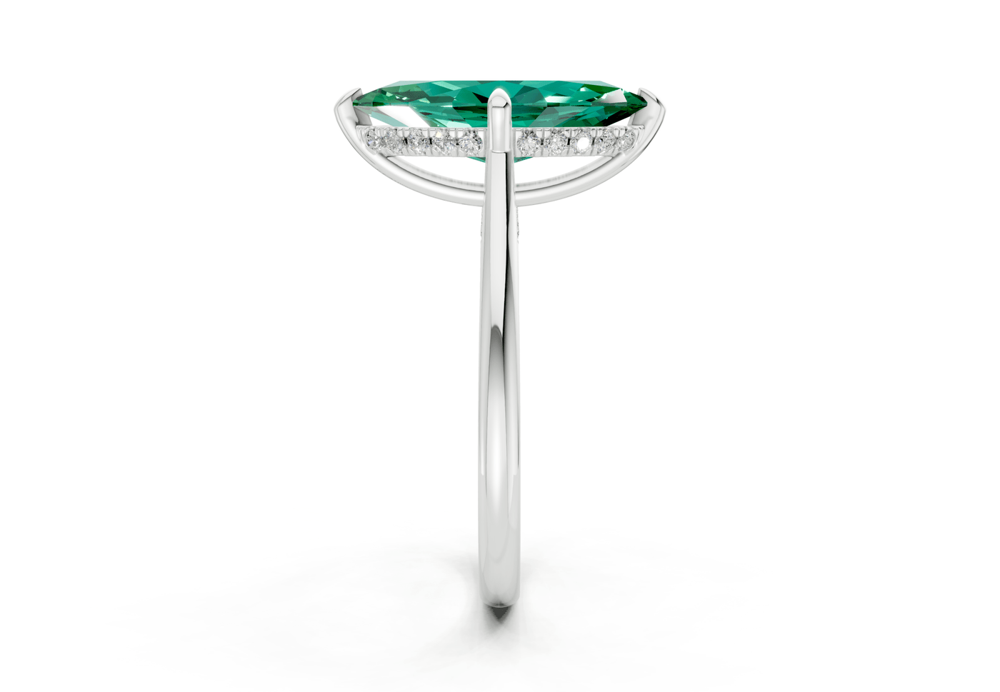 Piper Emerald Gemstone Solitaire Marquise Cut 1.8mm Engagement Ring