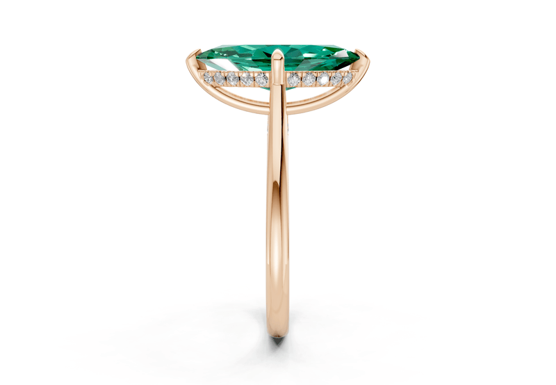 Piper Emerald Gemstone Solitaire Marquise Cut 2.2mm Engagement Ring - Ring Premier