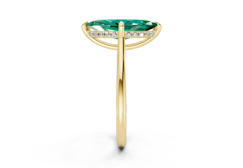 Piper Emerald Gemstone Solitaire Marquise Cut 2.2mm Engagement Ring - Ring Premier