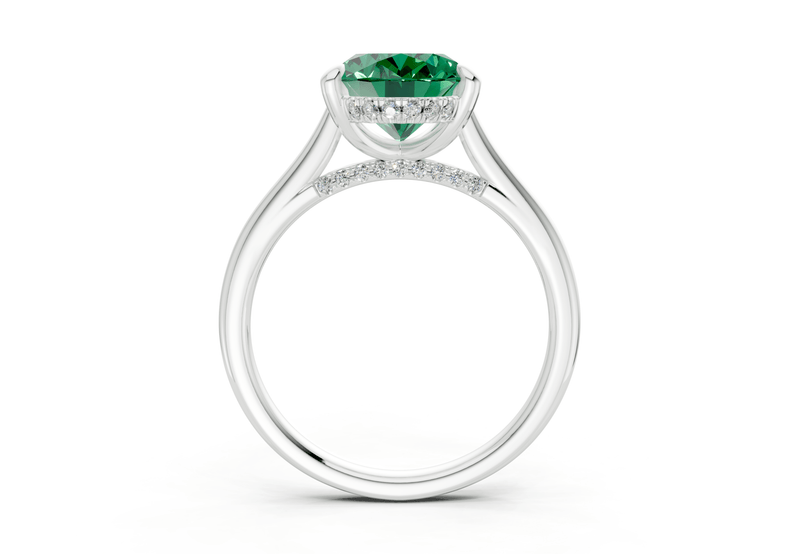 Piper Emerald Gemstone Solitaire Oval Cut 2.3mm Engagement Ring - Ring Premier