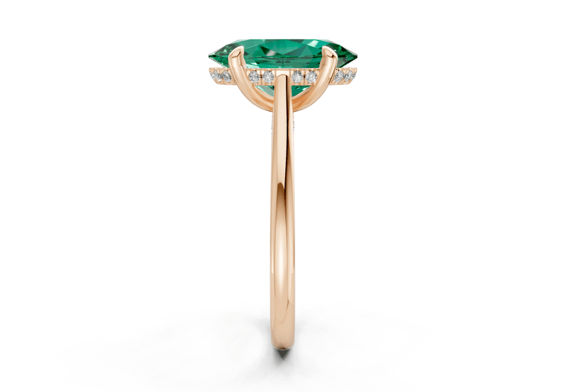 Piper Emerald Gemstone Solitaire Oval Cut 2.3mm Engagement Ring - Ring Premier