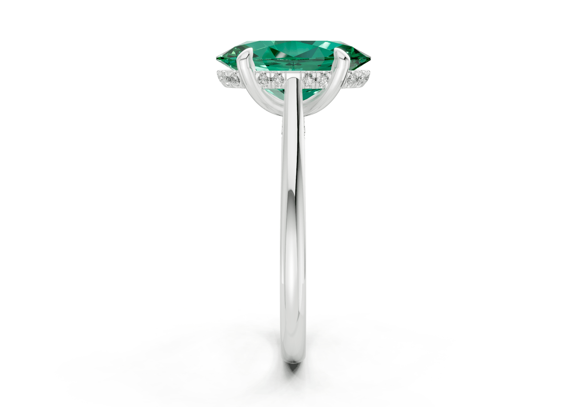 Piper Emerald Gemstone Solitaire Oval Cut 2mm Engagement Ring