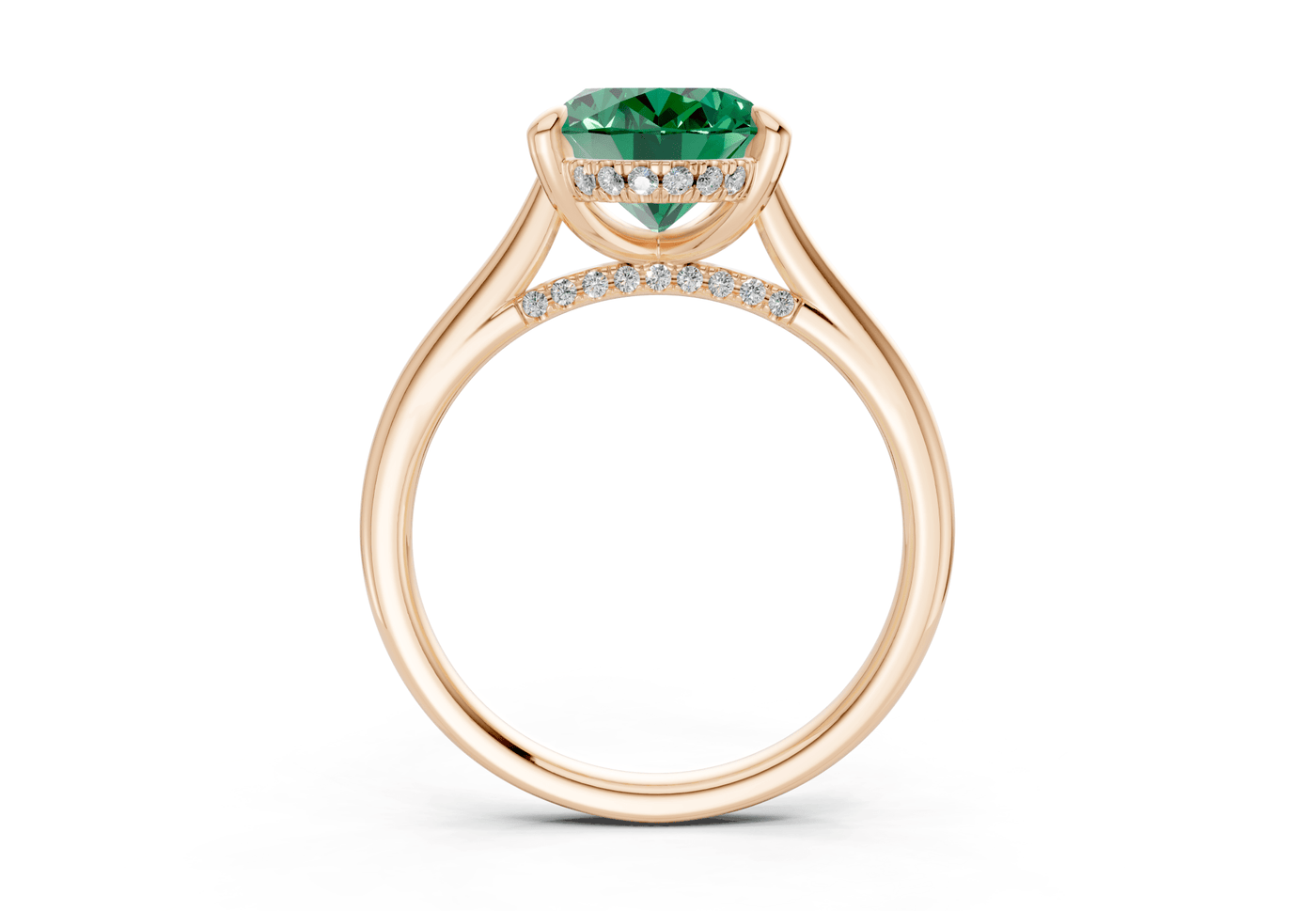 Piper Emerald Gemstone Solitaire Oval Cut 2mm Engagement Ring