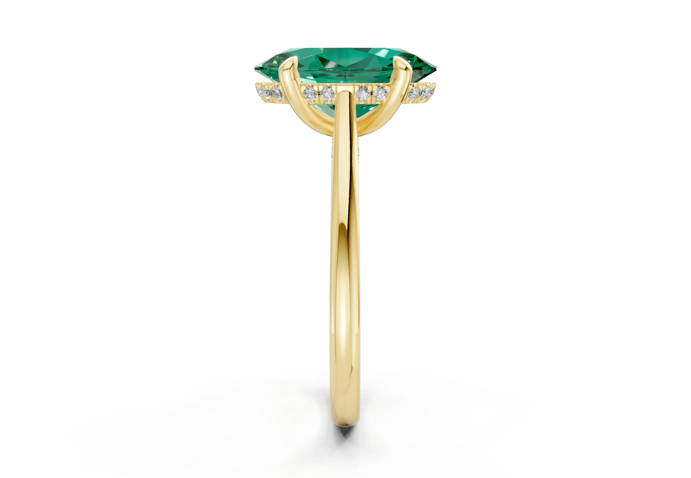 Piper Emerald Gemstone Solitaire Oval Cut 2mm Engagement Ring
