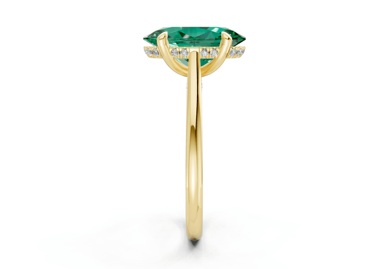 Piper Emerald Gemstone Solitaire Oval Cut 2mm Engagement Ring - Ring Premier