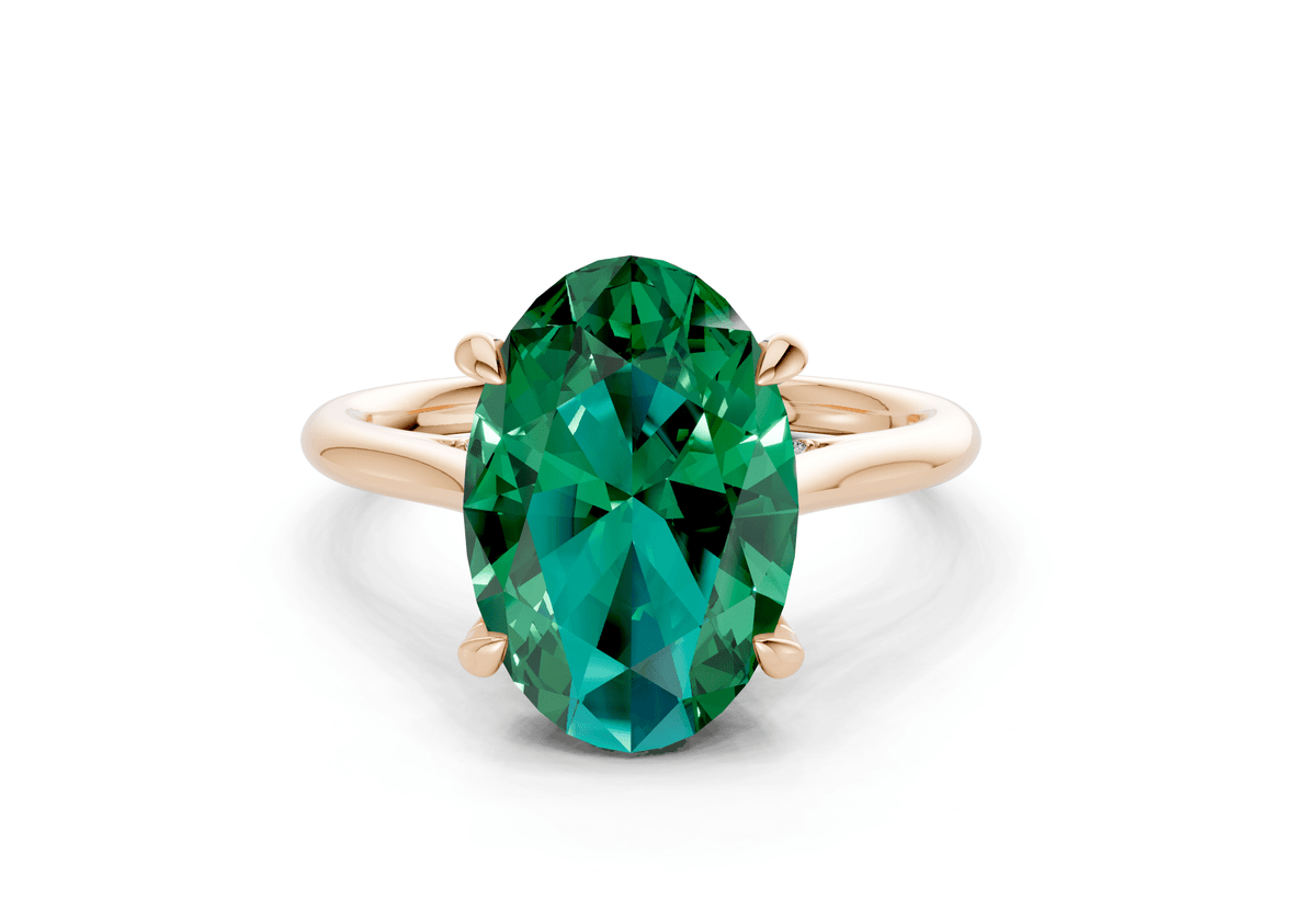 Piper Emerald Gemstone Solitaire Oval Cut 2mm Engagement Ring