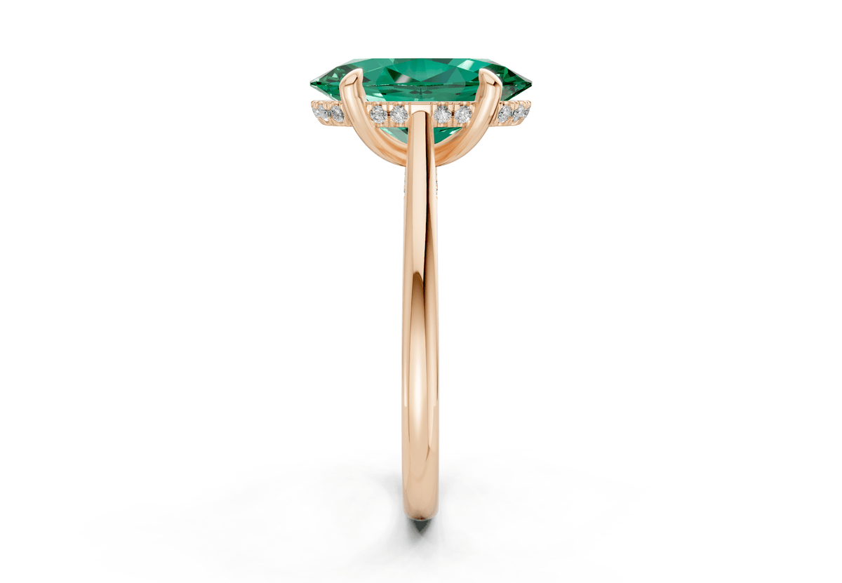 Piper Emerald Gemstone Solitaire Oval Cut 2mm Engagement Ring