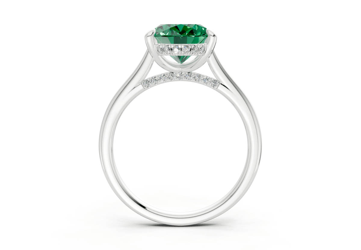 Piper Emerald Gemstone Solitaire Oval Cut 2mm Engagement Ring