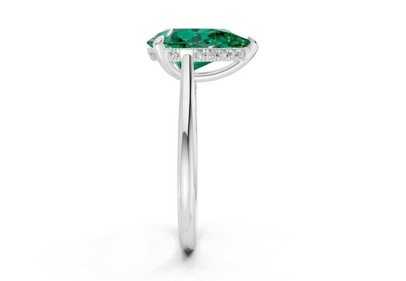 Piper Emerald Gemstone Solitaire Pear Cut 1.8mm Engagement Ring - Ring Premier