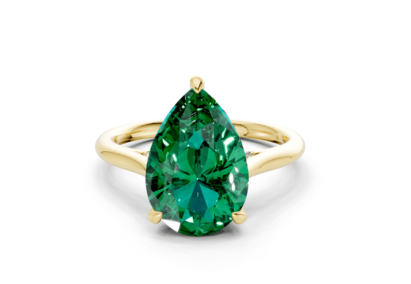 Piper Emerald Gemstone Solitaire Pear Cut 1.8mm Engagement Ring