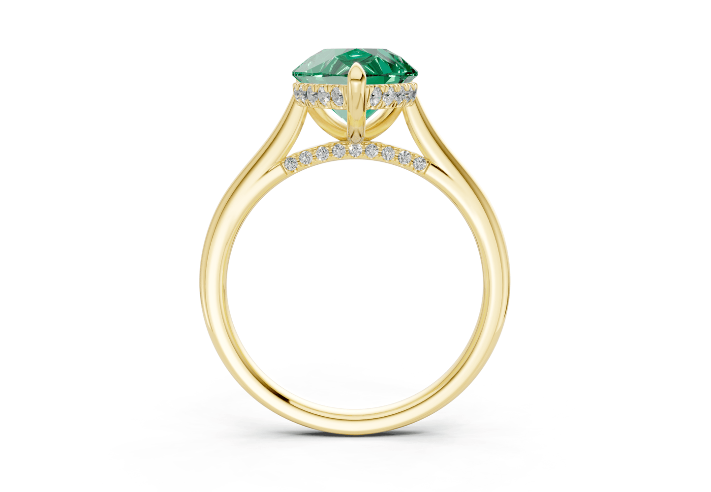 Piper Emerald Gemstone Solitaire Pear Cut 2.3mm Engagement Ring - Ring Premier