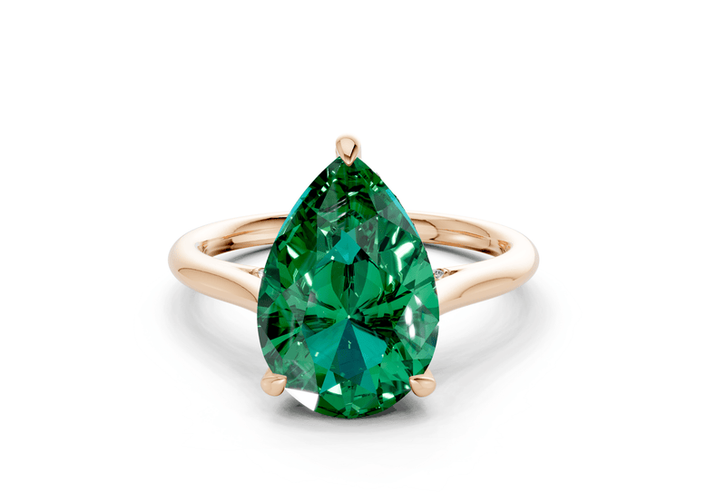 Piper Emerald Gemstone Solitaire Pear Cut 2.3mm Engagement Ring - Ring Premier