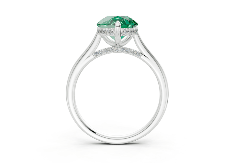 Piper Emerald Gemstone Solitaire Pear Cut 2mm Engagement Ring - Ring Premier