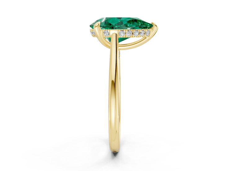 Piper Emerald Gemstone Solitaire Pear Cut 2mm Engagement Ring - Ring Premier