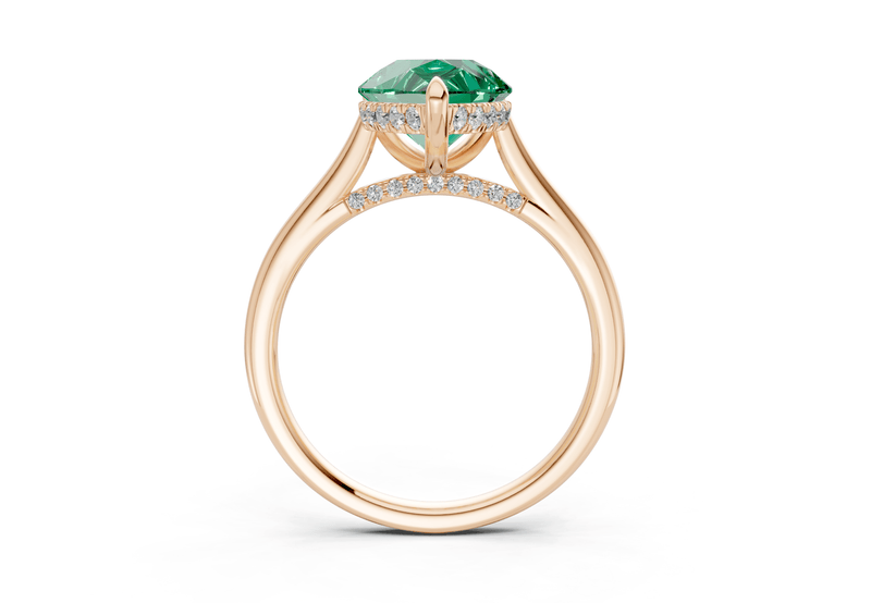Piper Emerald Gemstone Solitaire Pear Cut 2mm Engagement Ring - Ring Premier