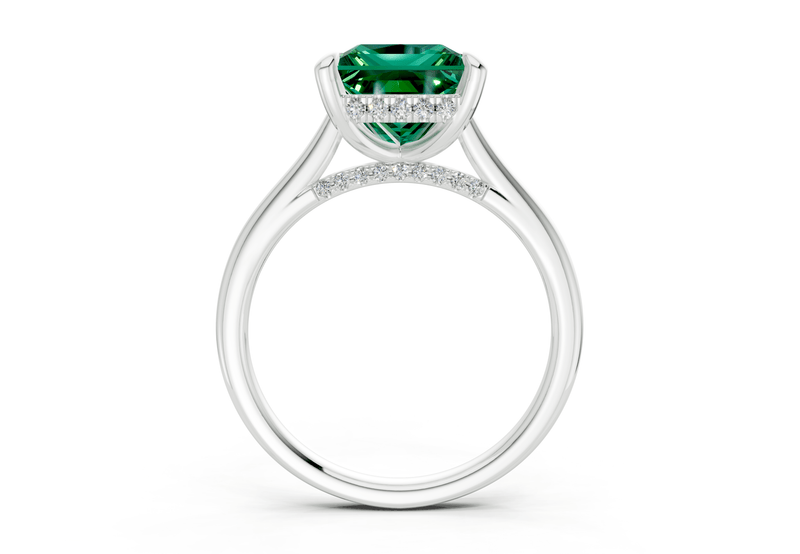 Piper Emerald Gemstone Solitaire Princess Cut 1.8mm Engagement Ring - Ring Premier