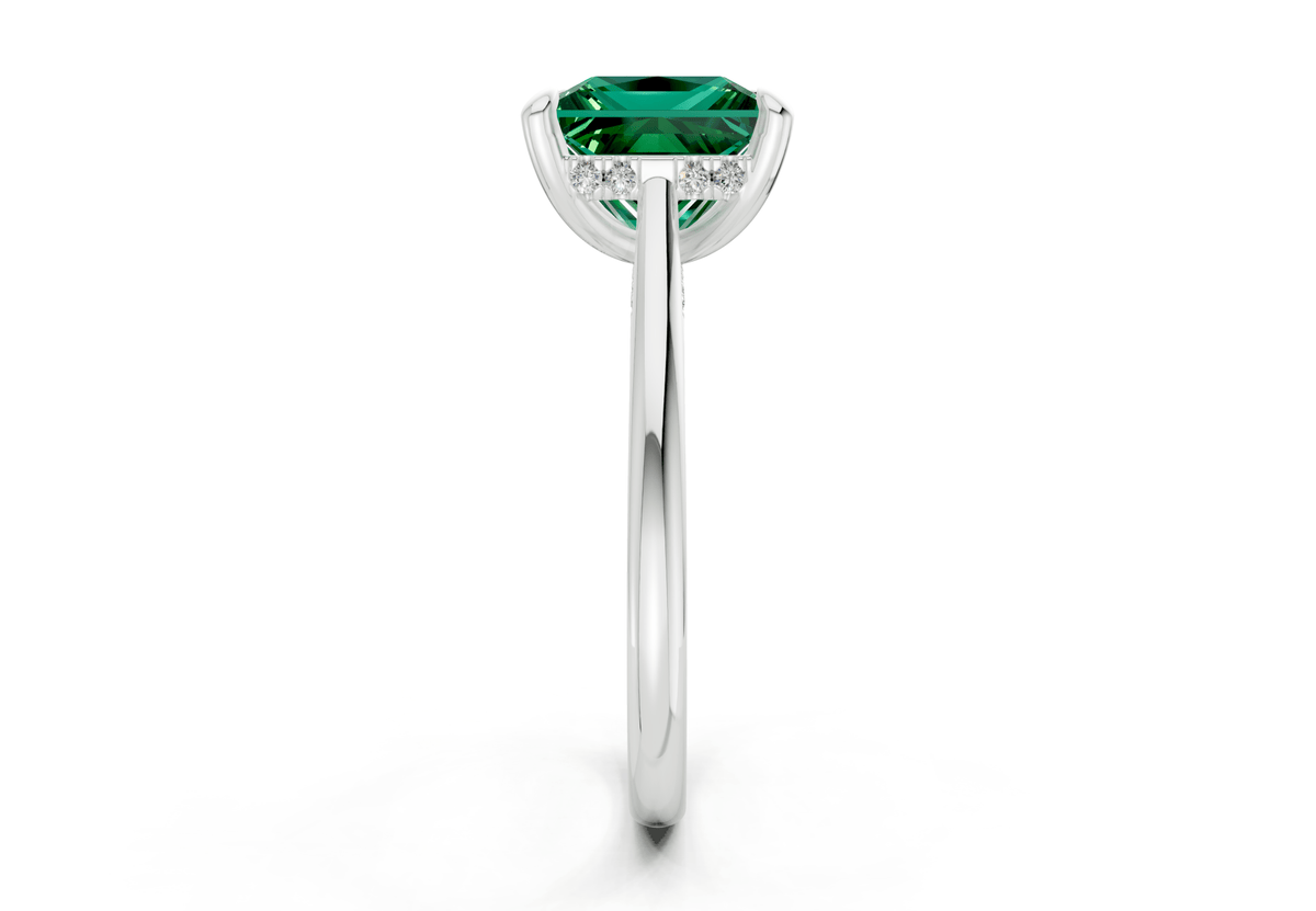 Piper Emerald Gemstone Solitaire Princess Cut 1.8mm Engagement Ring