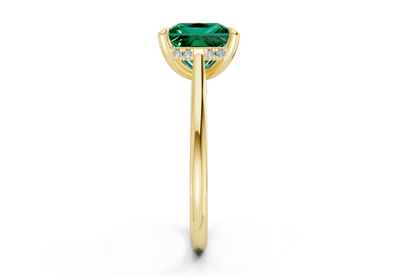 Piper Emerald Gemstone Solitaire Princess Cut 1.8mm Engagement Ring - Ring Premier