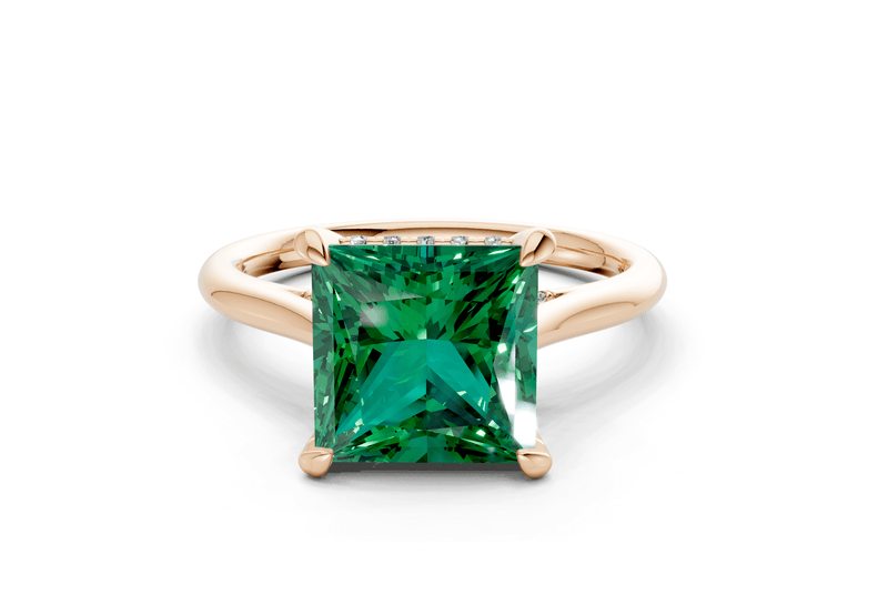 Piper Emerald Gemstone Solitaire Princess Cut 2.3mm Engagement Ring - Ring Premier