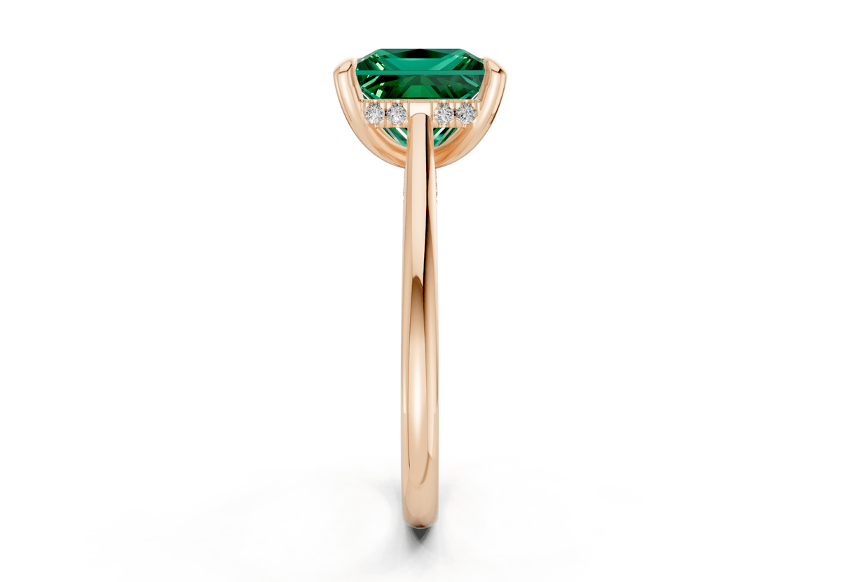 Piper Emerald Gemstone Solitaire Princess Cut 2.3mm Engagement Ring