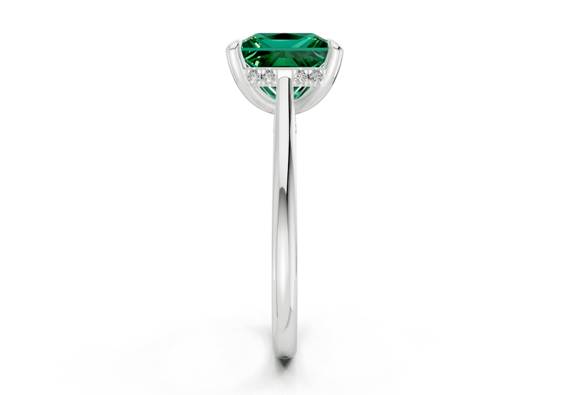 Piper Emerald Gemstone Solitaire Princess Cut 2mm Engagement Ring - Ring Premier