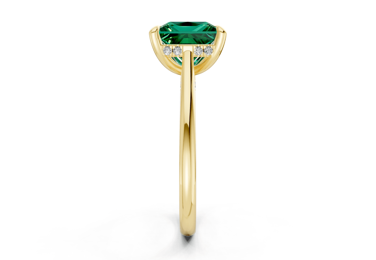 Piper Emerald Gemstone Solitaire Princess Cut 2mm Engagement Ring