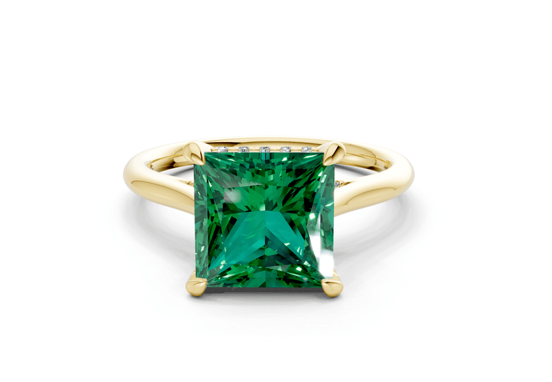 Piper Emerald Gemstone Solitaire Princess Cut 2mm Engagement Ring