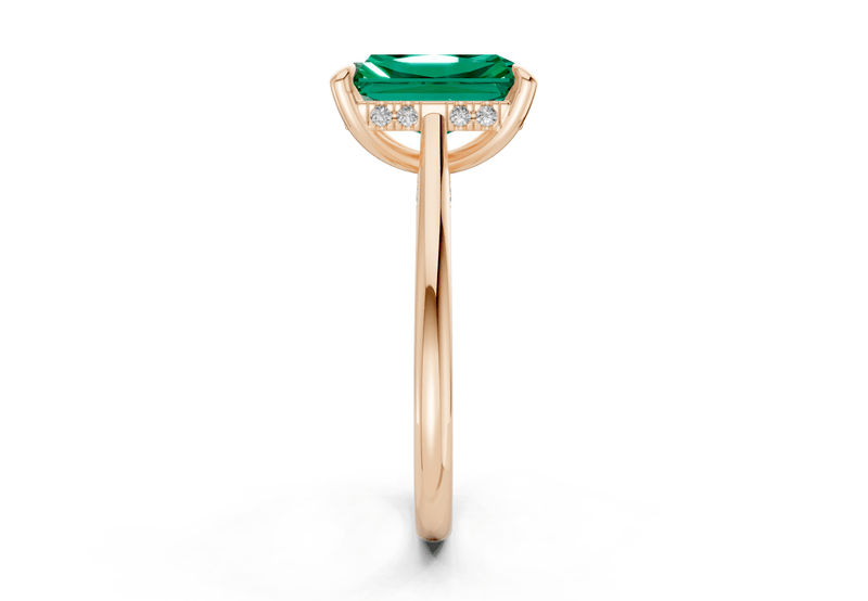 Piper Emerald Gemstone Solitaire Radiant Cut 1.8mm Engagement Ring - Ring Premier
