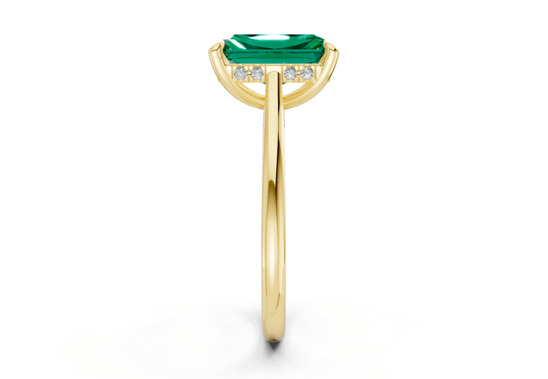 Piper Emerald Gemstone Solitaire Radiant Cut 1.8mm Engagement Ring - Ring Premier