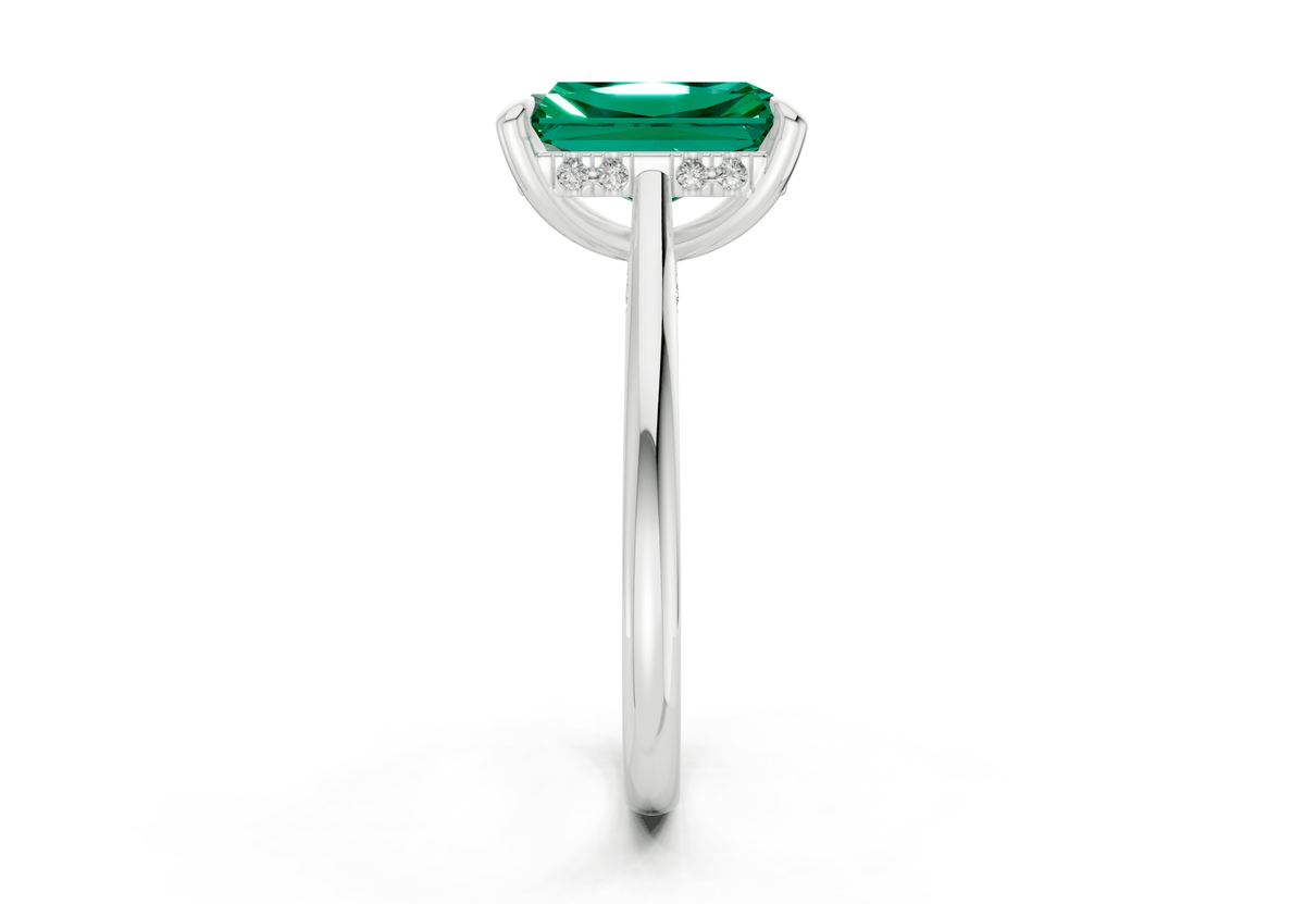Piper Emerald Gemstone Solitaire Radiant Cut 1.8mm Engagement Ring