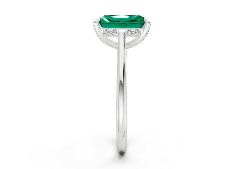 Piper Emerald Gemstone Solitaire Radiant Cut 1.8mm Engagement Ring - Ring Premier