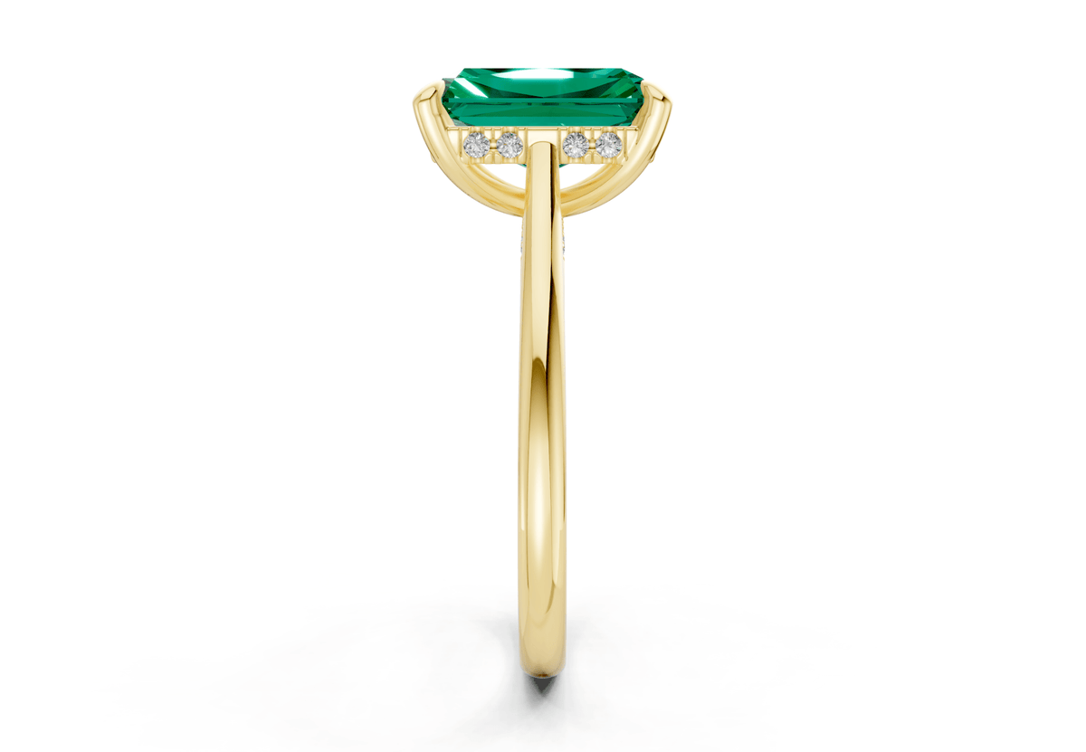 Piper Emerald Gemstone Solitaire Radiant Cut 2mm Engagement Ring