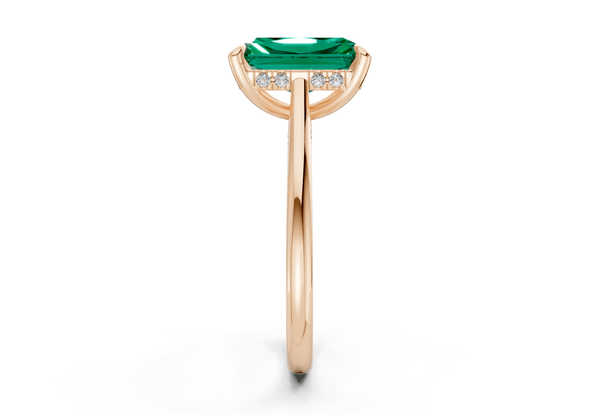 Piper Emerald Gemstone Solitaire Radiant Cut 2mm Engagement Ring