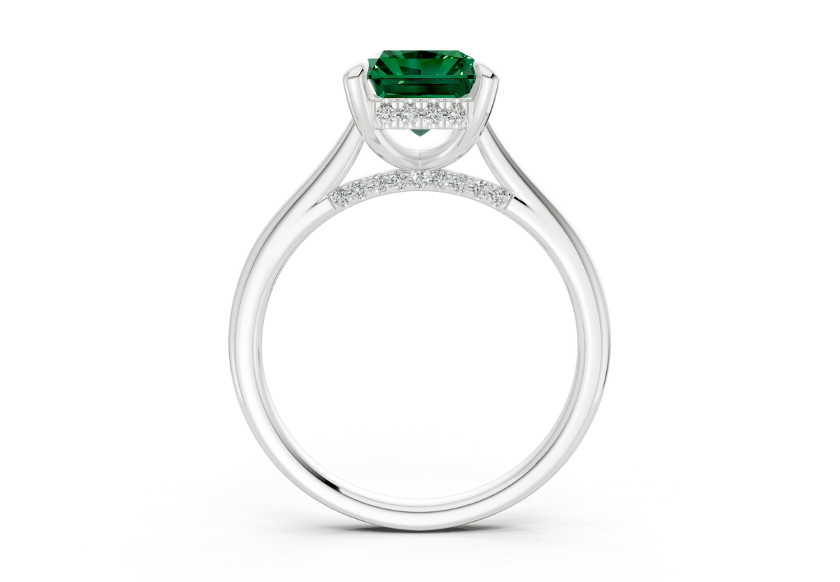 Piper Emerald Gemstone Solitaire Radiant Cut 2mm Engagement Ring