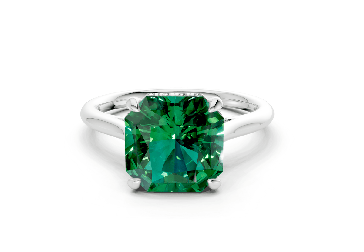 Piper Emerald Gemstone Solitaire Radiant Squareuare Cut 2mm Engagement Ring