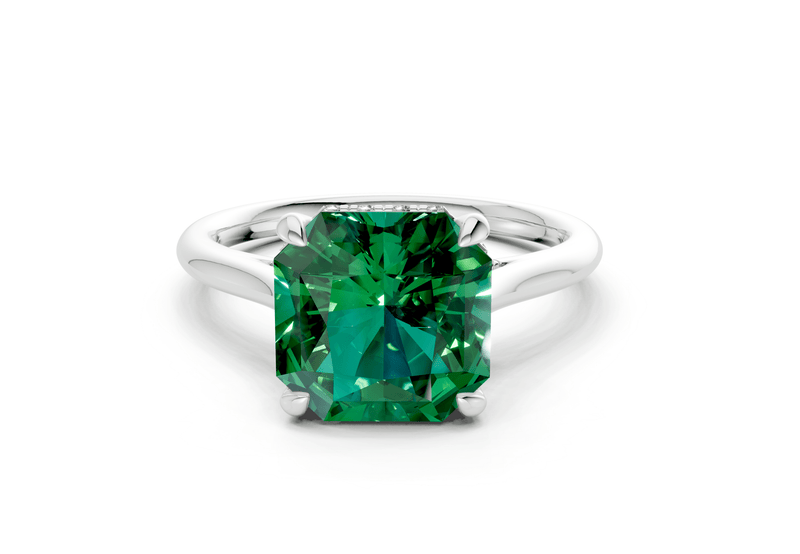Piper Emerald Gemstone Solitaire Radiant Squareuare Cut 2mm Engagement Ring - Ring Premier