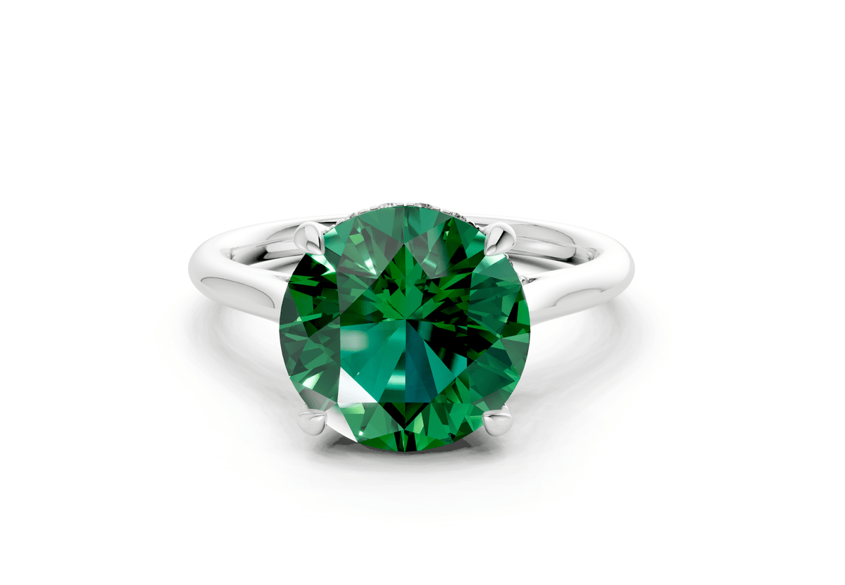 Piper Emerald Gemstone Solitaire Round Cut 1.8mm Engagement Ring