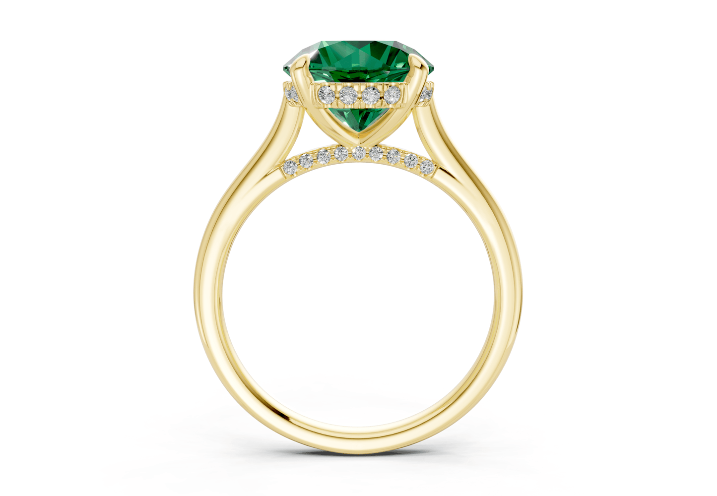 Piper Emerald Gemstone Solitaire Round Cut 2.3mm Engagement Ring - Ring Premier