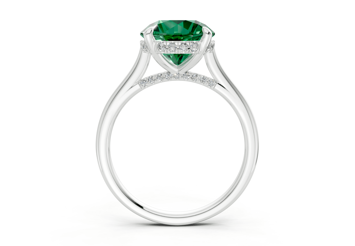 Piper Emerald Gemstone Solitaire Round Cut 2.3mm Engagement Ring