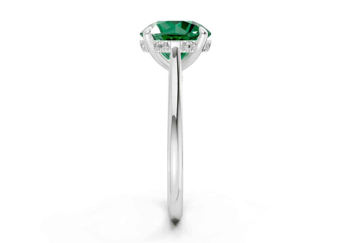 Piper Emerald Gemstone Solitaire Round Cut 2.3mm Engagement Ring