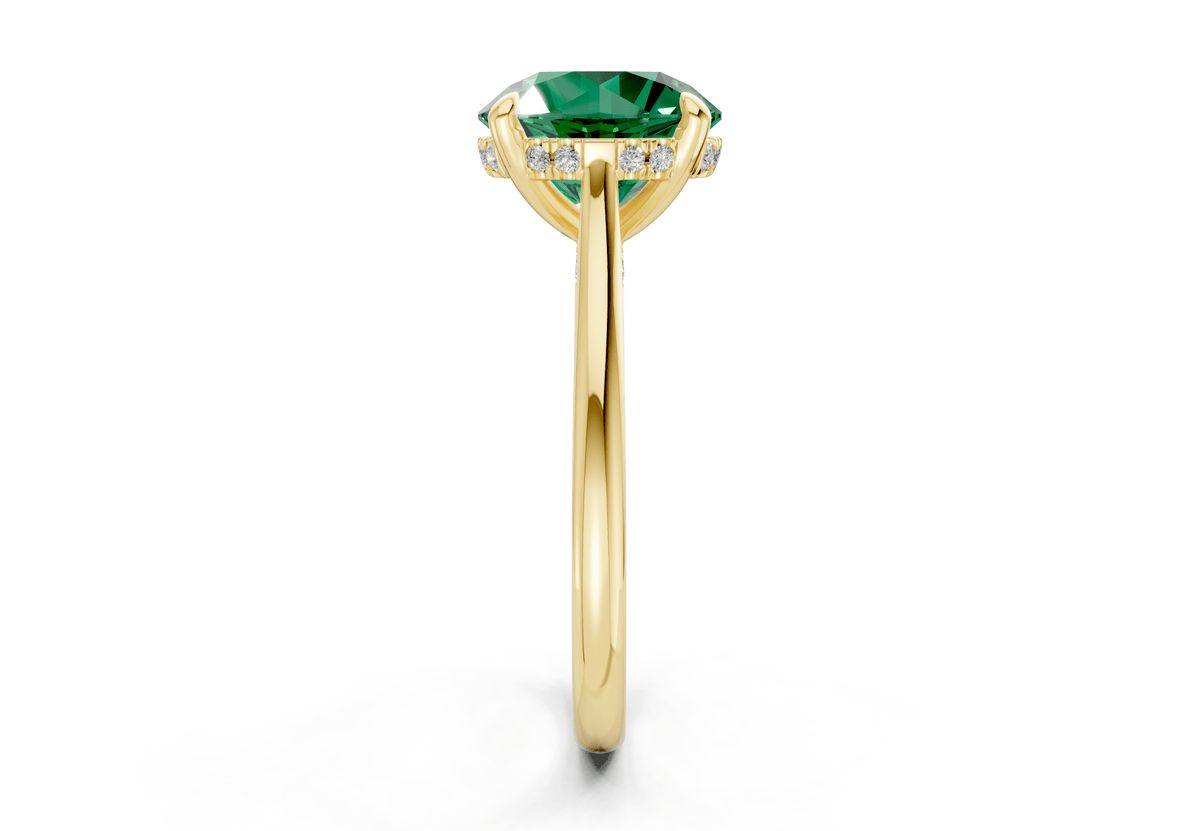 Piper Emerald Gemstone Solitaire Round Cut 2.3mm Engagement Ring