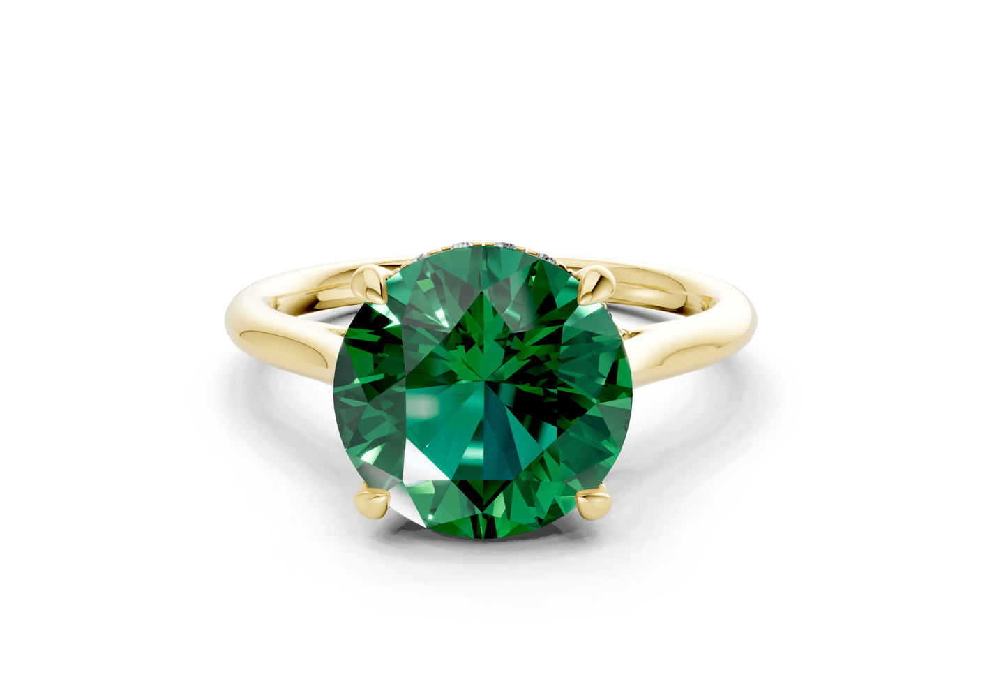 Piper Emerald Gemstone Solitaire Round Cut 2mm Engagement Ring - Ring Premier