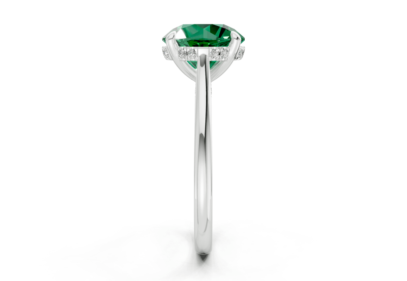 Piper Emerald Gemstone Solitaire Round Cut 2mm Engagement Ring - Ring Premier