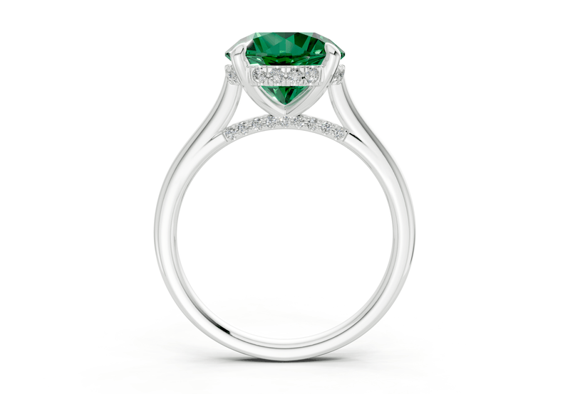 Piper Emerald Gemstone Solitaire Round Cut 2mm Engagement Ring - Ring Premier